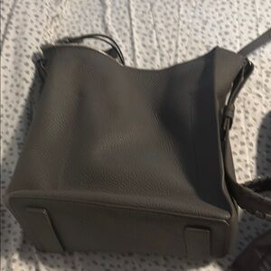 Gray Leather Crossbody Bag